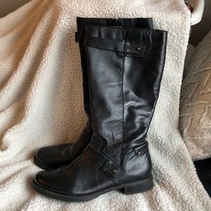 Black REAL leather boots